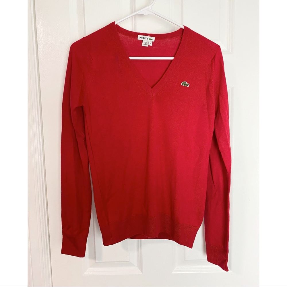 Lacoste red v-neck sweater - Size 34
